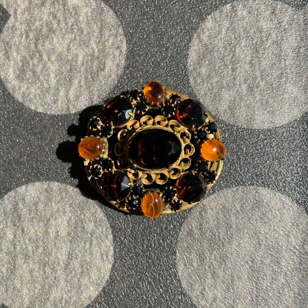 Vintage MCM Original by Robert Gold and Amber Brooch